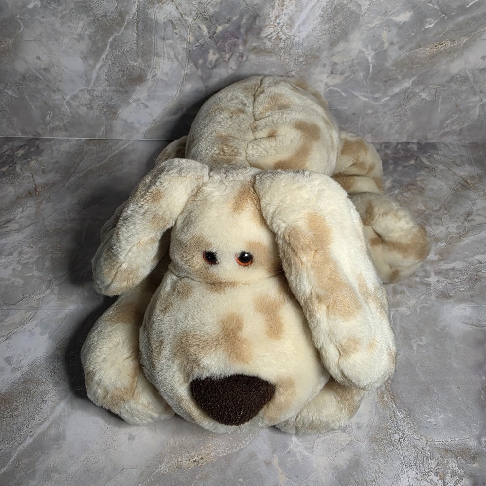 Gund BONZ Plush Brown Puppy Dog Bone Pattern 13018 Floppy Cuddly